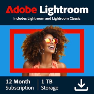 Adobe Lightroom 12-month subscription with 1 TB storage.