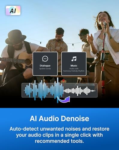 AI Audio Denoise tool for removing unwanted noises from audio clips.