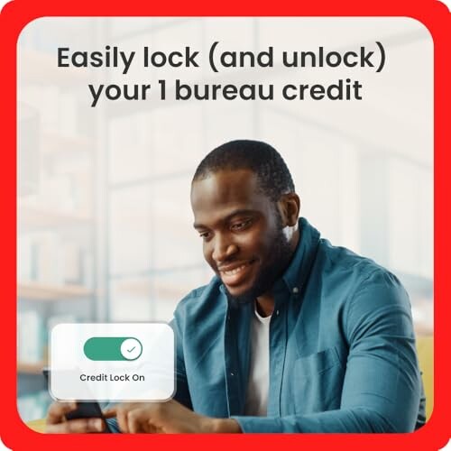 Man using mobile phone with credit lock feature.