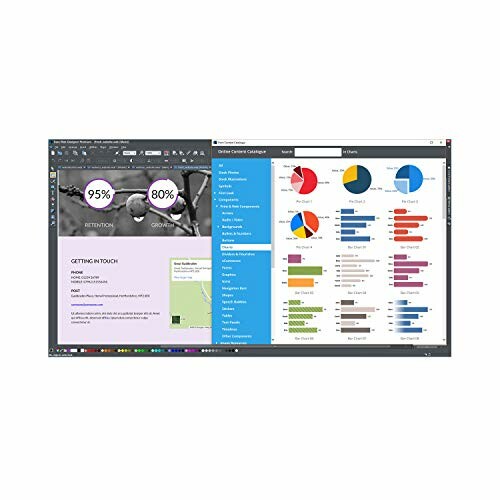 Dual screen computer interface with charts and documents.