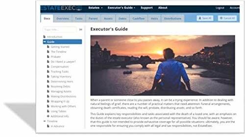 Person sitting by a river at sunset, Executor's Guide webpage.