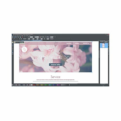 Graphic design software interface displaying a wellness and spa website design.