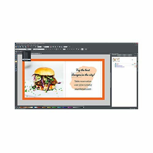 Graphic design software interface displaying a burger design layout.