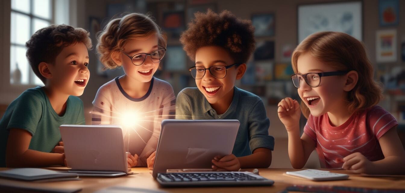 Kids having fun with educational software