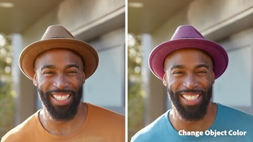 Smiling man with hat in different colors