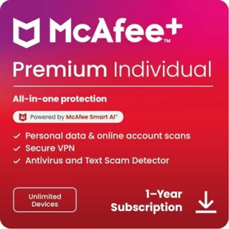 McAfee Premium Individual 1-Year Subscription details.