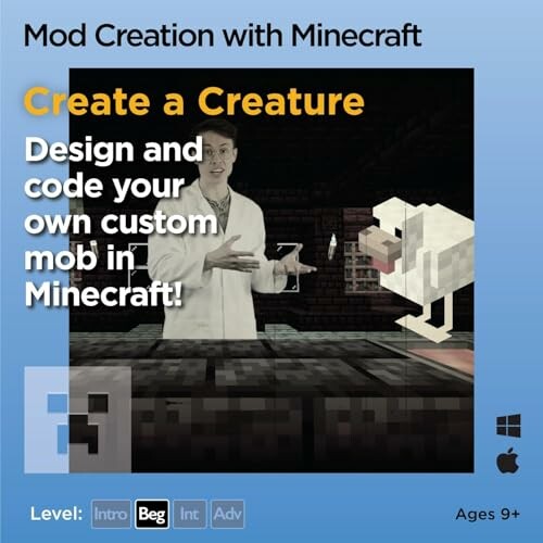 Create a creature in Minecraft with custom mob design and coding.