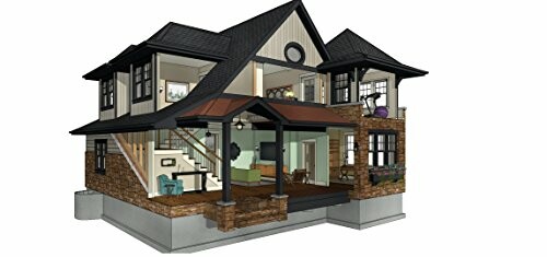 Cutaway view of a modern house showing interior design and layout.