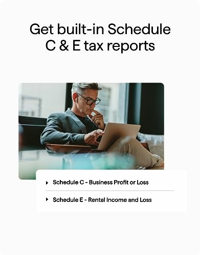 Man reviewing tax reports on a laptop