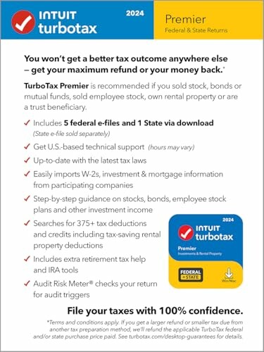 TurboTax Premier 2024 features and benefits overview.