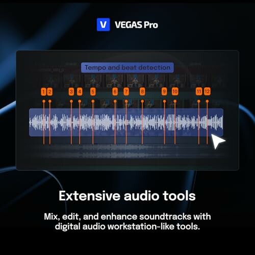 VEGAS Pro extensive audio tools interface.